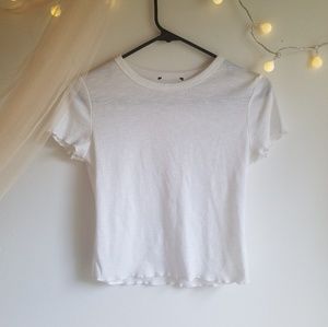 White Lettuce Edge Crop Top